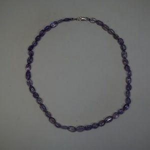 15.5" Oval Genuine Amethyst Bead Necklace